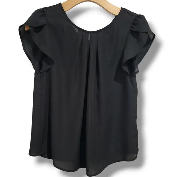 Papaya JUNIORS black Tulip short sleeves front Pleated blouse - medium - Picture 6 of 11